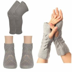 CELEBERATE this FESTIVE SEASON WITH KC STORE spl. COMBOS Handmade Woolen KC UNISEX KNEE WARMER with Cable & Stripes Design & WOOLEN GLOVES (FINGERLESS) MITTS & HANDMADE Woolen socks in Flower design socks 100% Natural pure wool warm winter WARMER Handmade cozy rustic winter`s spl.