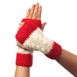 KC STORE Women’s Handmade Hand Knitted Gloves (RED, Free Size)