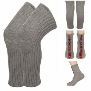 CELEBERATE this FESTIVE SEASON WITH KC STORE spl. COMBOS Handmade Woolen KC UNISEX KNEE WARMER with Cable & Stripes Design & HANDMADE Woolen socks in Flower design socks 100% Natural pure wool warm winter WARMER Handmade cozy rustic winter`s spl.