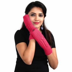 KC STORE presents Handmade KC Woolen FOLDABLE GLOVES for girls & women #PEACH #FINGERLESS