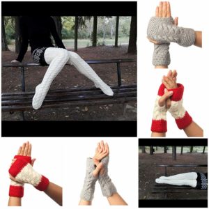 CELEBERATE this FESTIVE SEASON WITH KC STORE spl. COMBOS Handmade KC WOOLEN Girls & Women’s GLOVES (MITTS) & Knee High socks Natural pure wool warm winter LEG WARMER (KNEES TOO) 100% pure wool warm cozy rustic housewarming for #SOMEONE #SPECIAL #RED & #OFF-WHITE #GREY