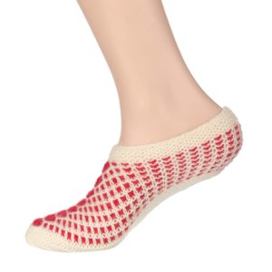 Handmade Woolen Socks 100% soft KC Women Socks (Off white & Red) peacock design #BEGINNING