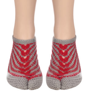 Handmade Woolen Socks 100% soft KC Women Socks (Grey & Red) peacock lining design #BEGINNING