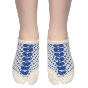 Handmade Woolen Socks 100% soft KC Women Socks (Off-white & Blue) peacock design
