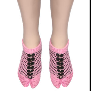 Handmade Woolen Socks 100% soft KC Women Socks (Pink & Black) peacock design.