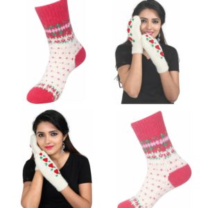 CELEBERATE this FESTIVE SEASON WITH KC STORE spl. COMBOS Handmade Woolen KC WOOLEN SOCKS & WOOLEN GLOVES FLOWER DESIGN 100% Natural pure wool warm winter WARMER Handmade cozy rustic winter`s spl. (Copy)